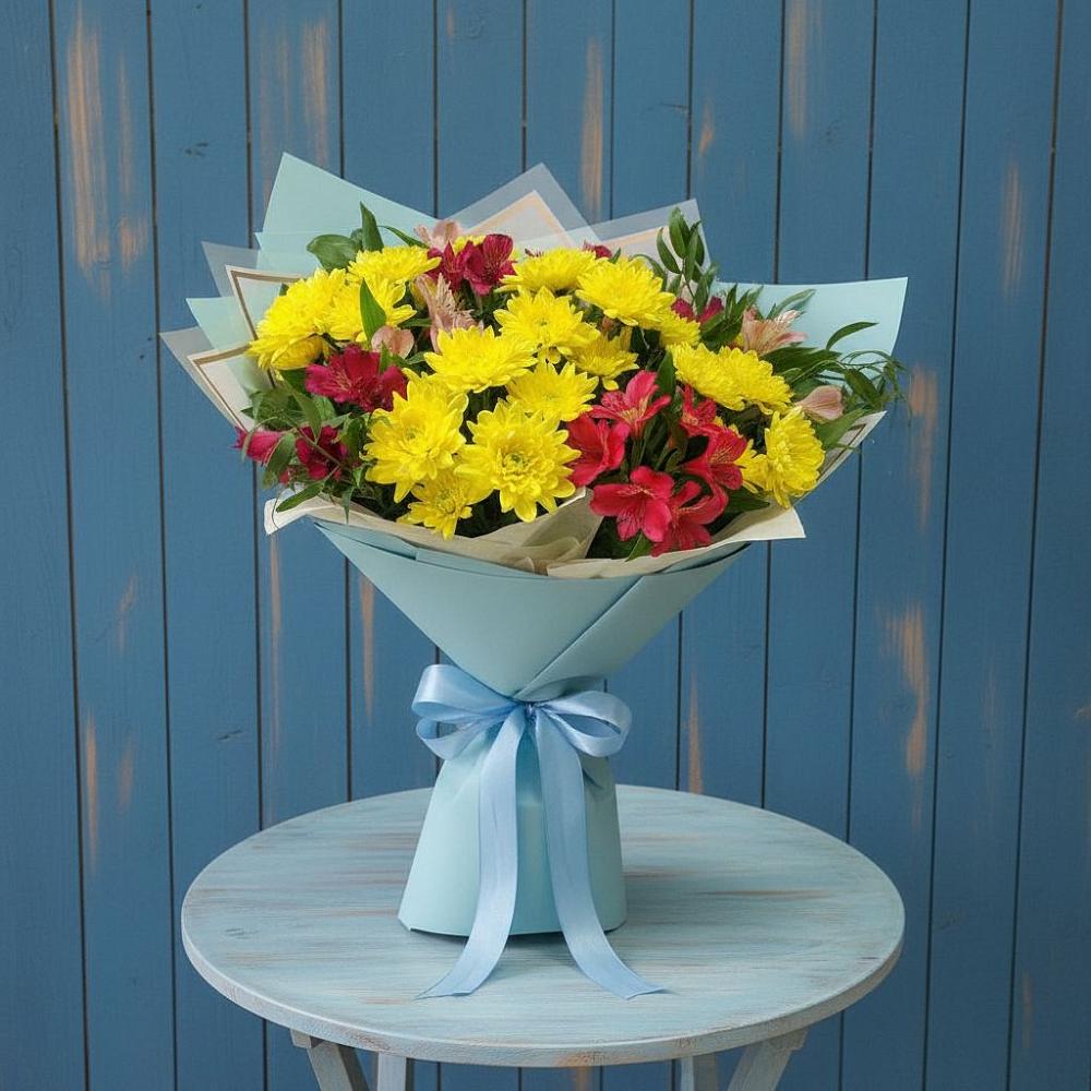 Букет цветов из: Альстромерии и Хризантемы в Ковернино