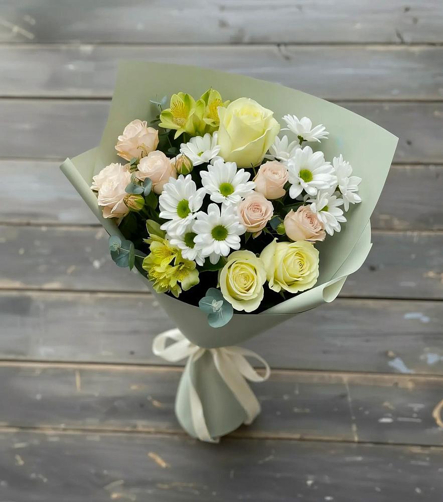 Букет цветов из: Альстромерии, Розы и Хризантемы в Ковернино