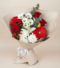 Букет цветов из:  Розы, Хризантемы, Герберы и Лилии в Ковернино