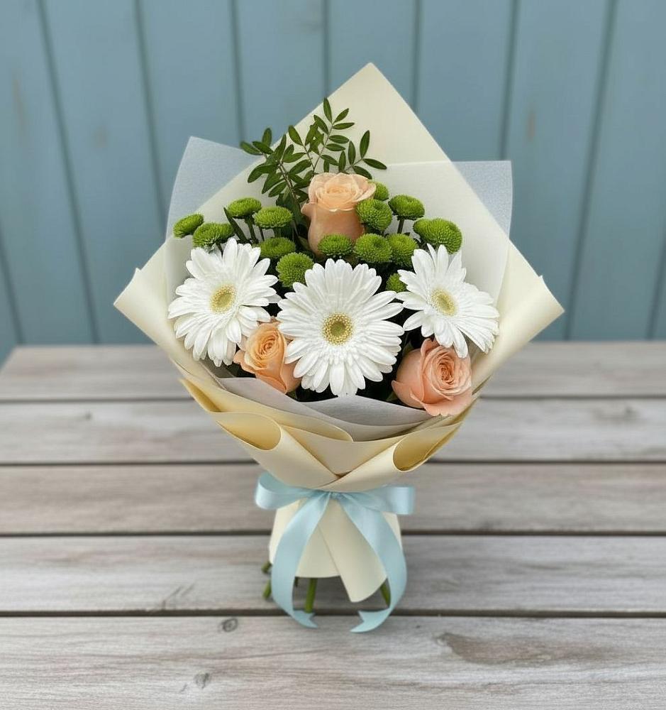 Букет цветов из: Герберы, Розы и Хризантемы в Ковернино
