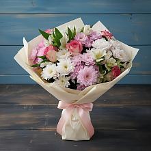 Букет цветов из:  Хризантемы, Альстромерии и Розы #REPLACE_PRED# Ковернино