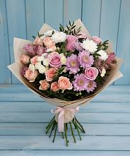 Букет цветов из:  Хризантемы, Розы и Альстромерии #REPLACE_PRED# Ковернино