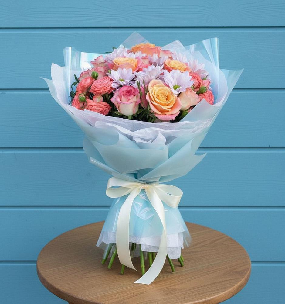 Букет цветов из: Хризантемы и Розы в Ковернино