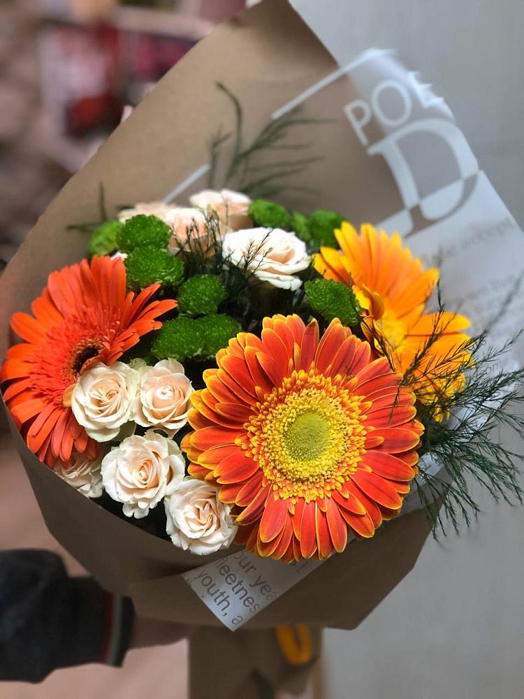 Букет цветов из: Герберы, Хризантемы и Розы в Ковернино