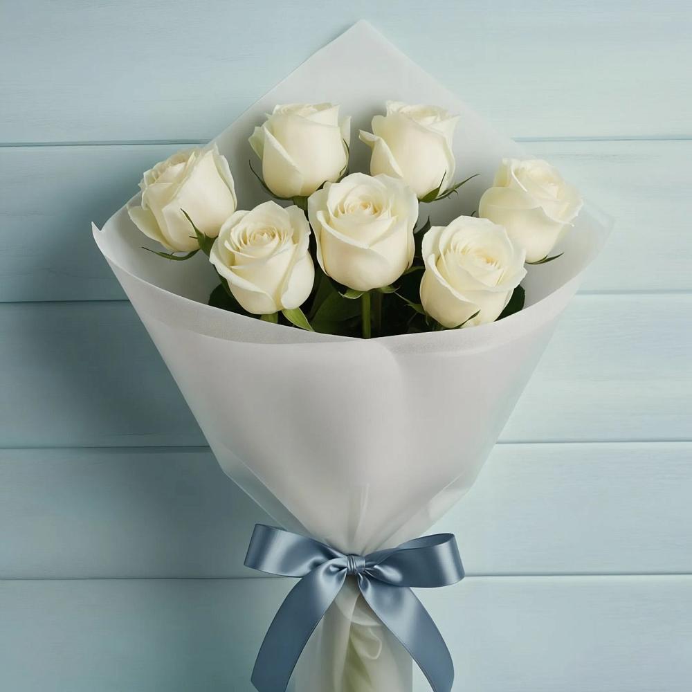 Букет 7 Белых роз Эдлесс Лав в Ковернино