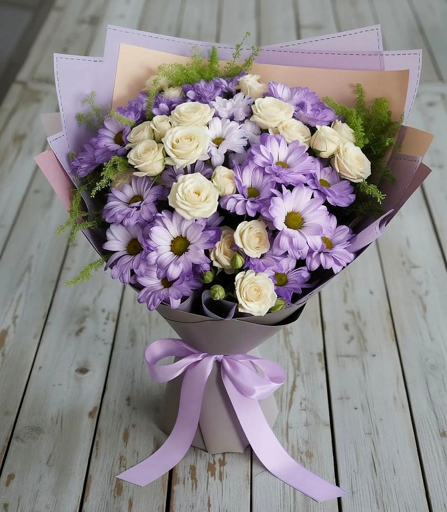 Букет цветов из: Хризантемы и Розы в Ковернино